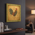 'Cockadoodledoo B Green Border' By Jean Plout Gold Metal Wall Art