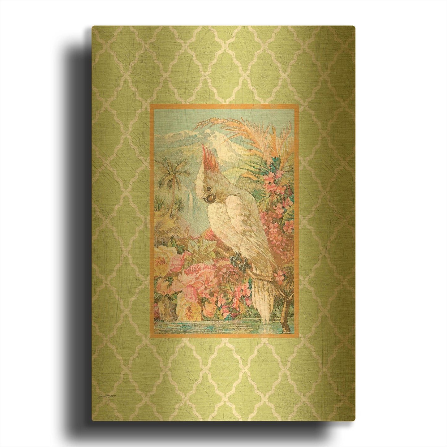 'Cockatiel Beauty A Green' By Jean Plout Gold Metal Wall Art
