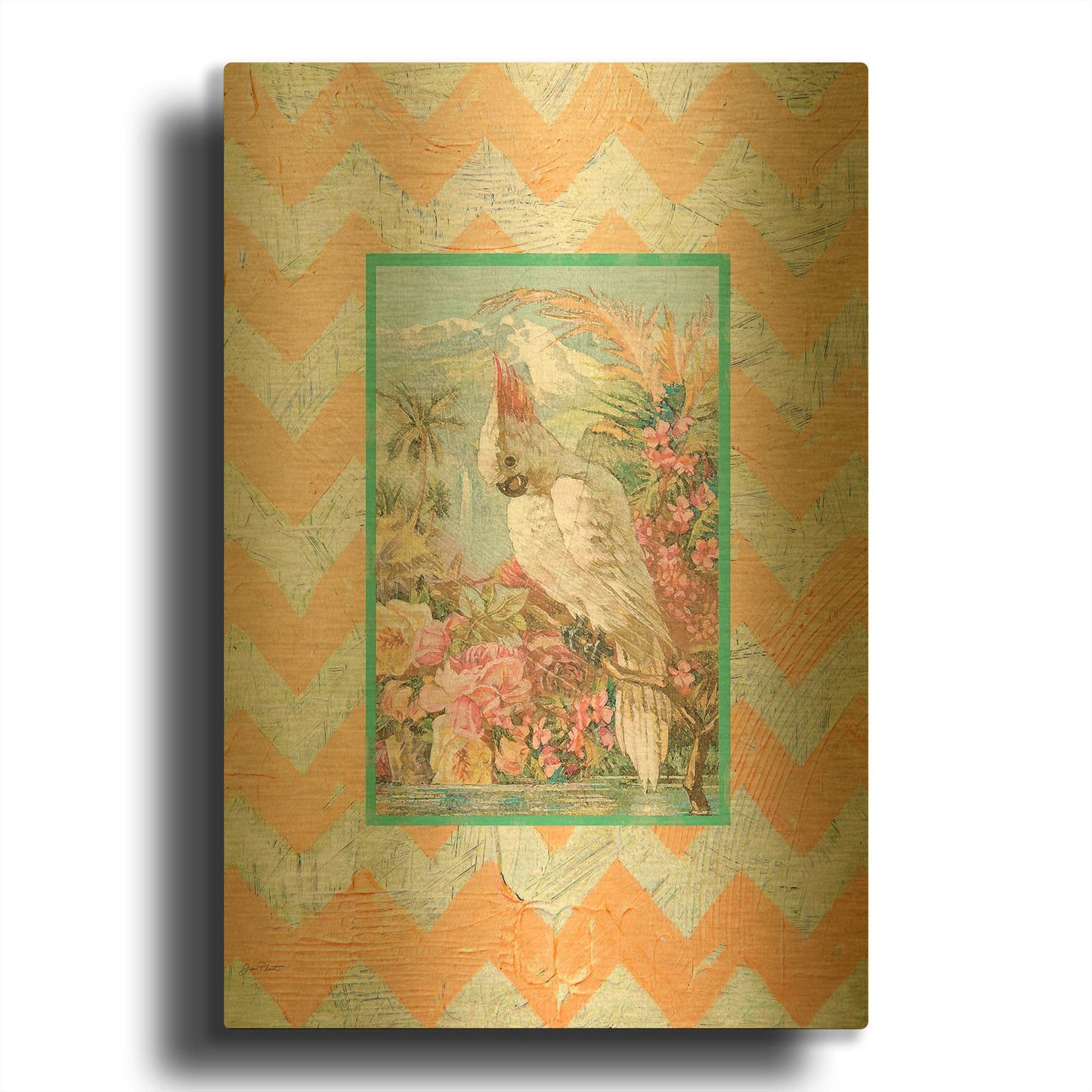 'Cockatiel Beauty A Orange' By Jean Plout Gold Metal Wall Art