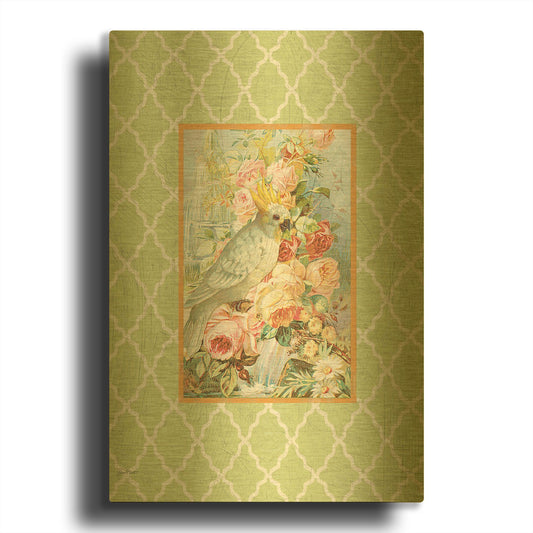 'Cockatiel Beauty B Green' By Jean Plout Gold Metal Wall Art
