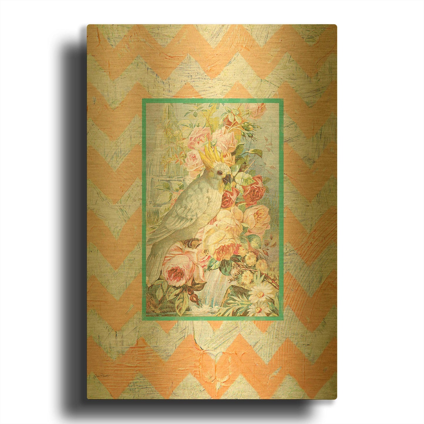 'Cockatiel Beauty B Orange' By Jean Plout Gold Metal Wall Art