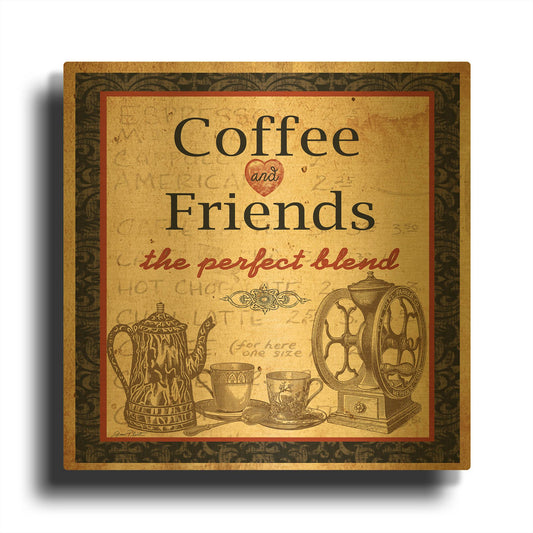 'Coffee And Friends' By Jean Plout Gold Metal Wall Art