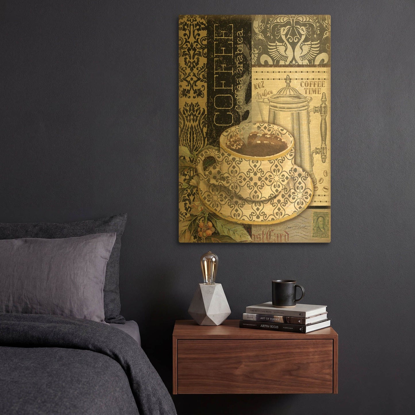 'Coffee Art A' By Jean Plout Gold Metal Wall Art