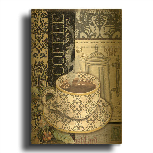 'Coffee Art A' By Jean Plout Gold Metal Wall Art