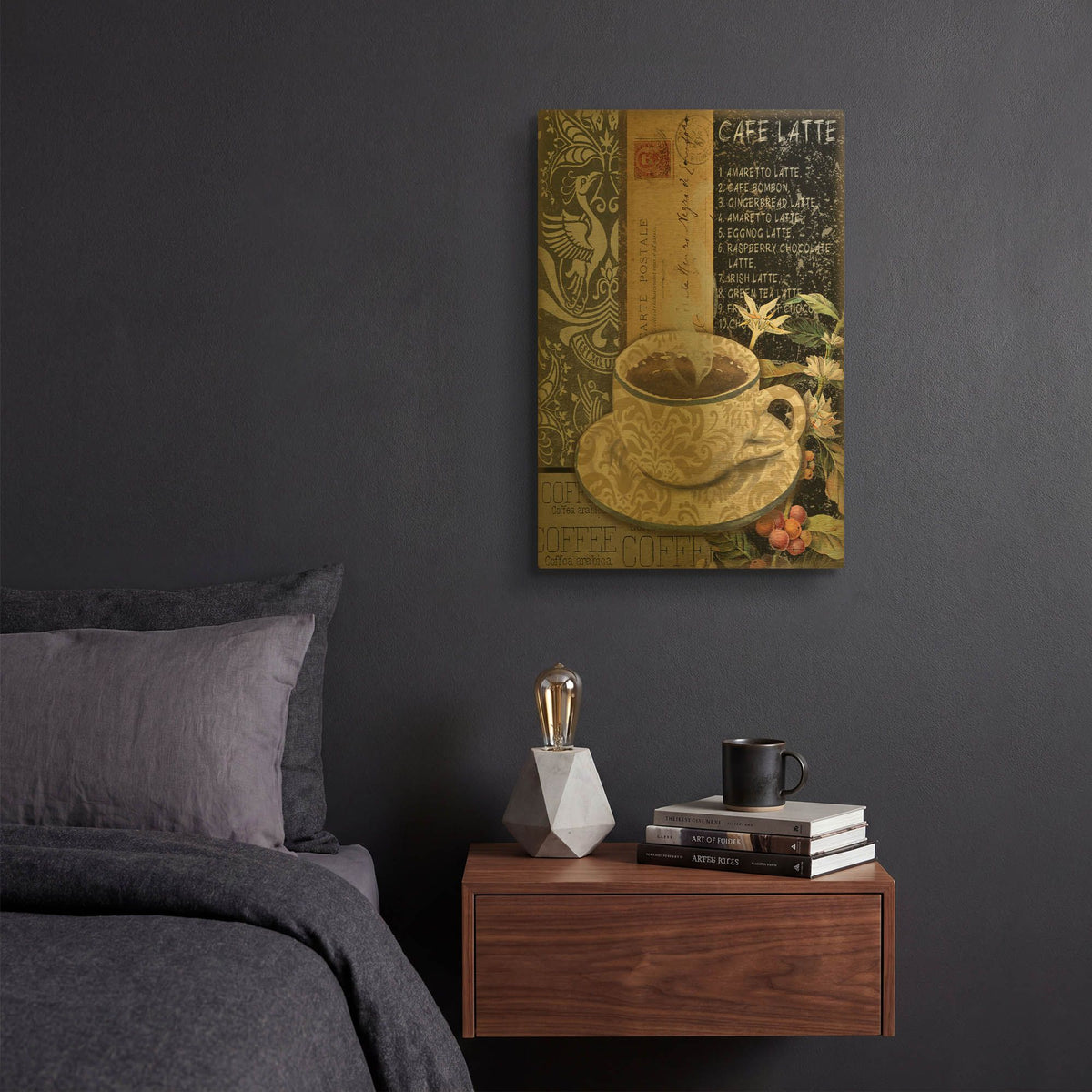'Coffee Art B' By Jean Plout Gold Metal Wall Art