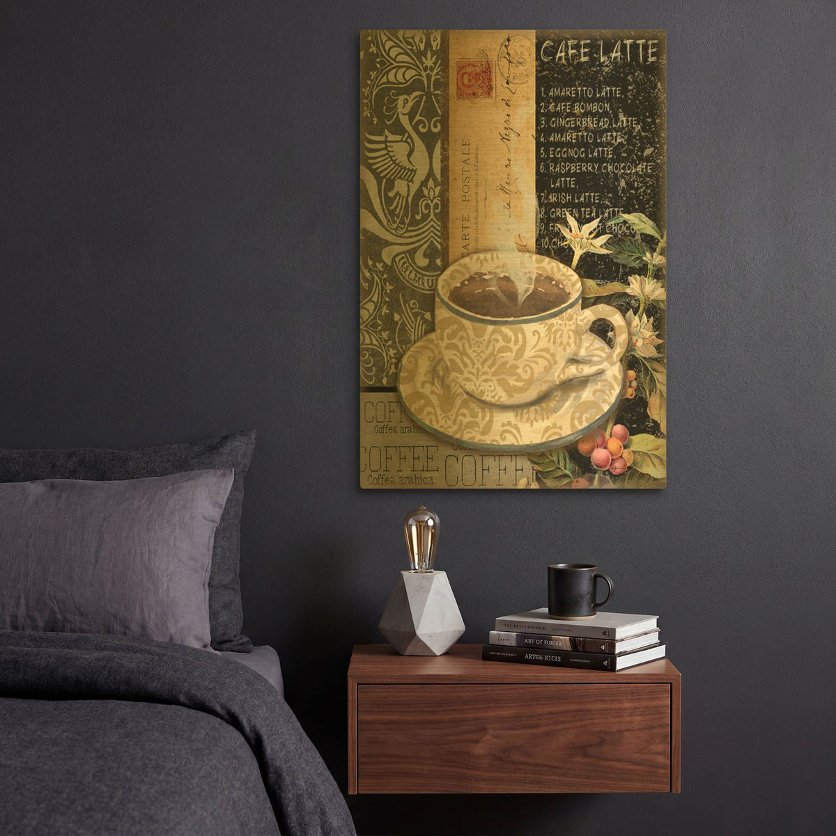 'Coffee Art B' By Jean Plout Gold Metal Wall Art