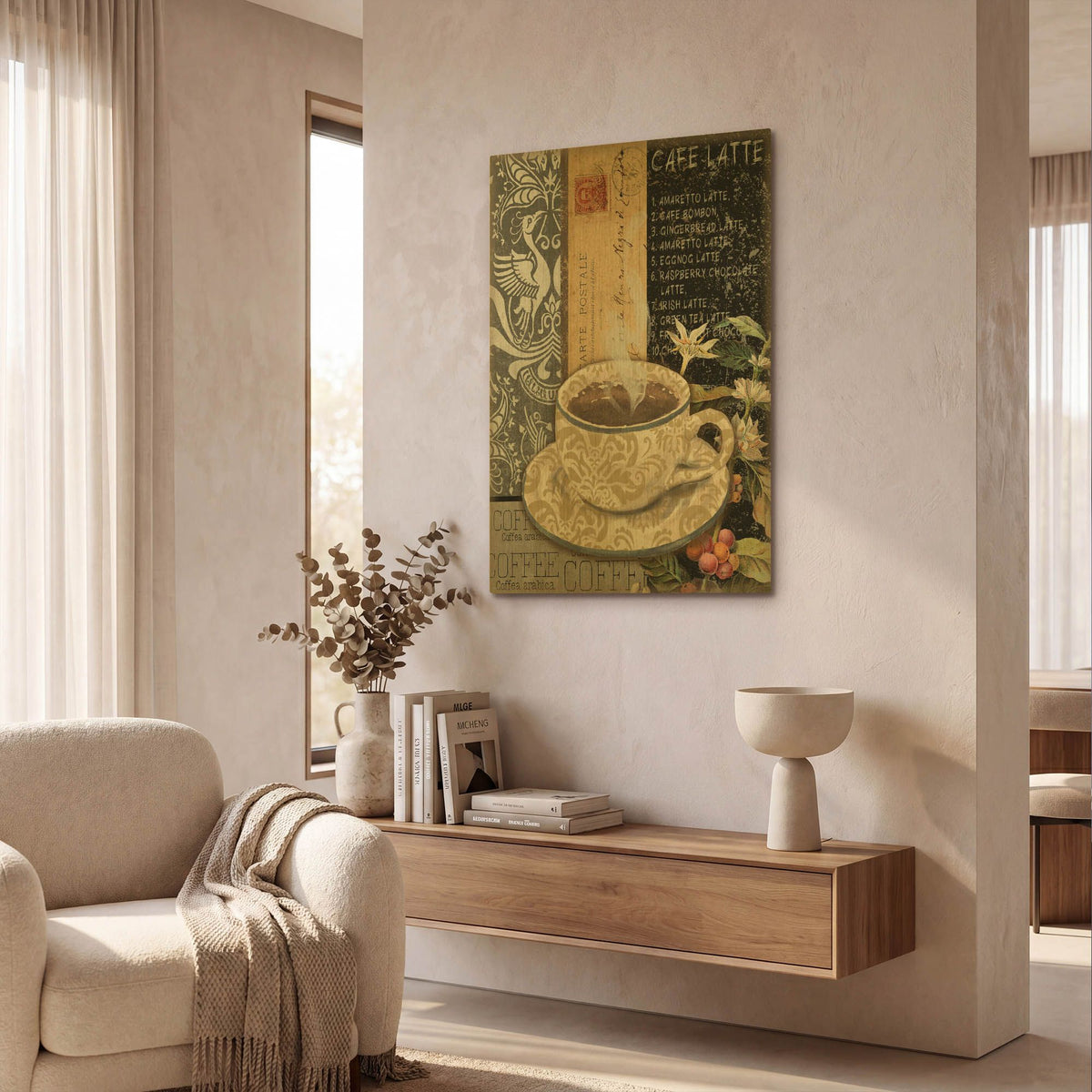 'Coffee Art B' By Jean Plout Gold Metal Wall Art