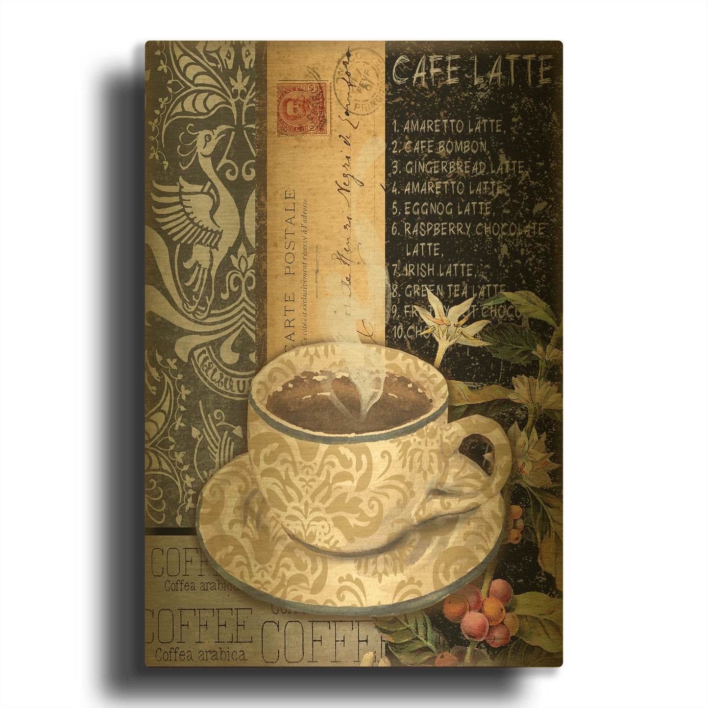 'Coffee Art B' By Jean Plout Gold Metal Wall Art