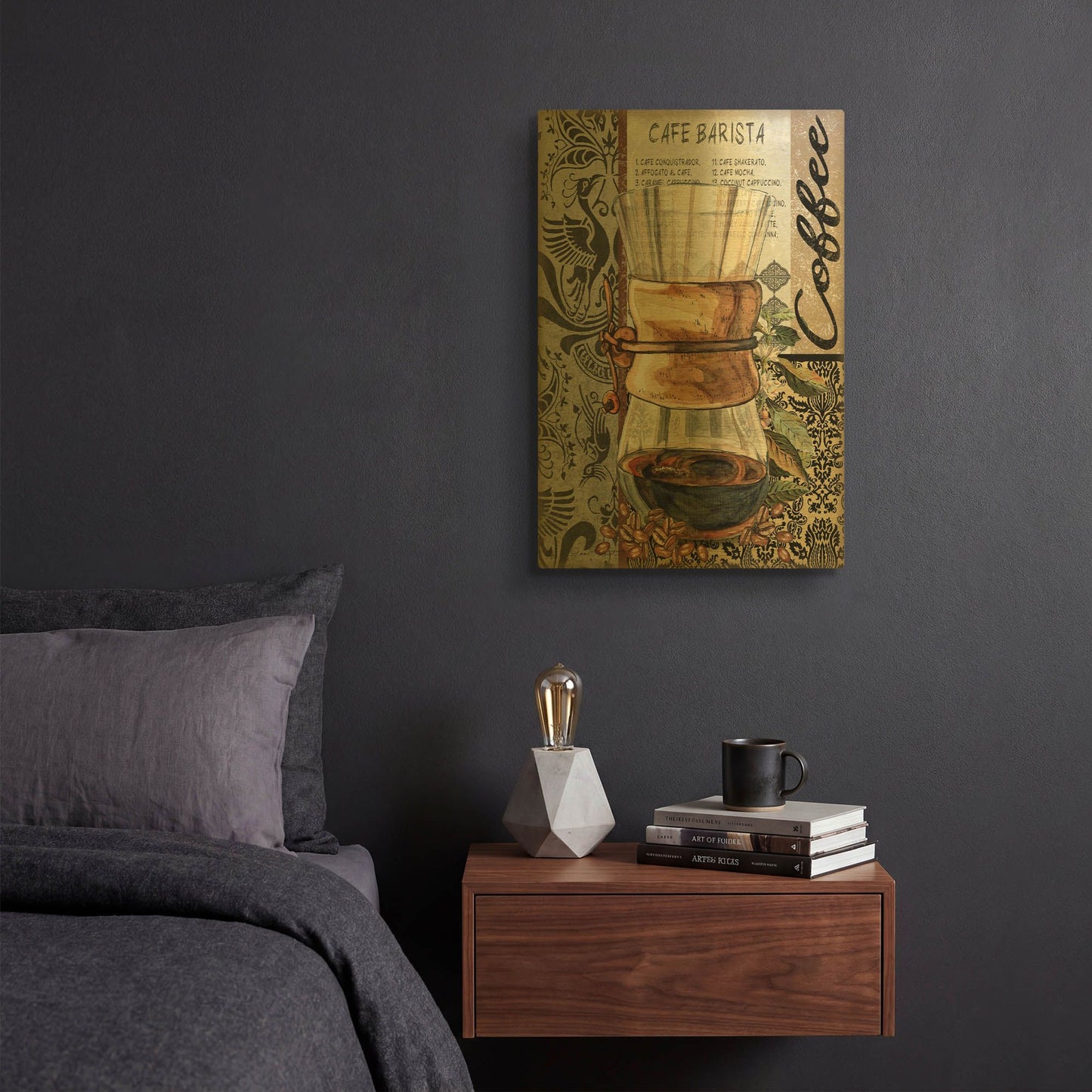 'Coffee Art C' By Jean Plout Gold Metal Wall Art