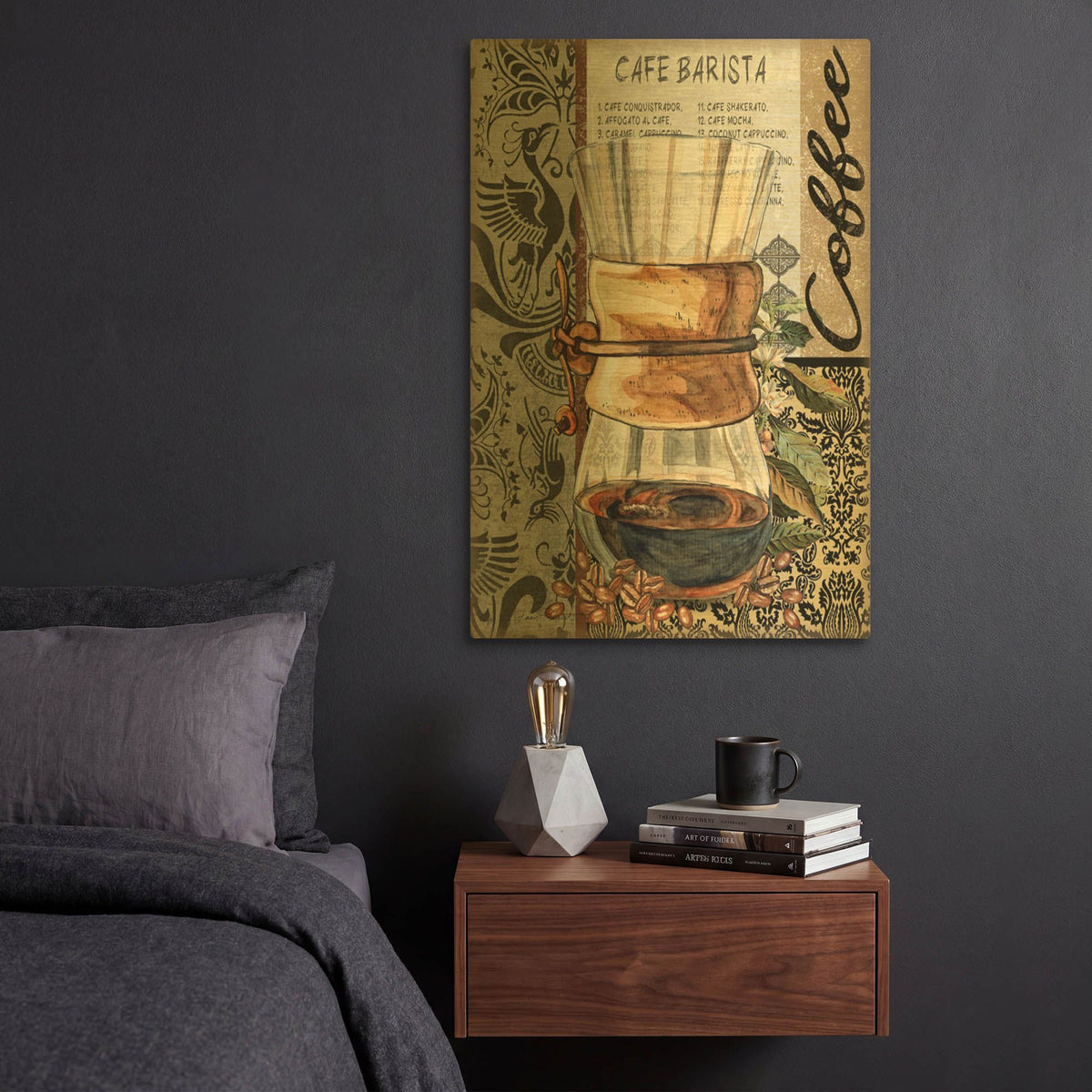 'Coffee Art C' By Jean Plout Gold Metal Wall Art
