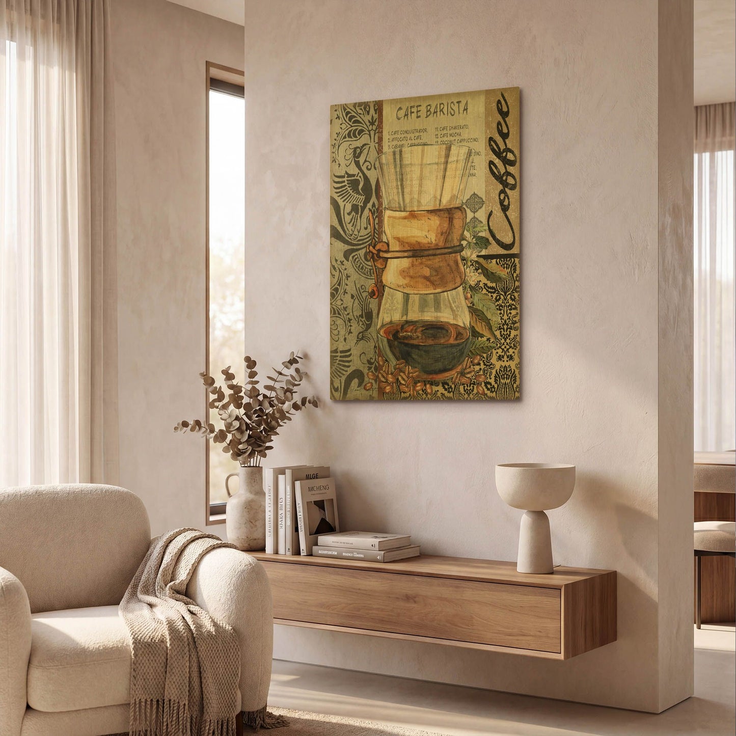'Coffee Art C' By Jean Plout Gold Metal Wall Art