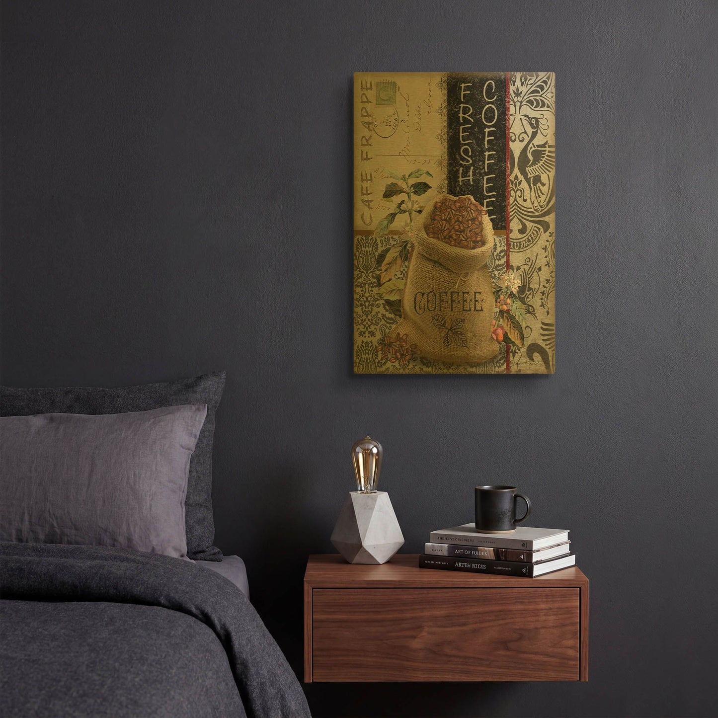 'Coffee Art D' By Jean Plout Gold Metal Wall Art