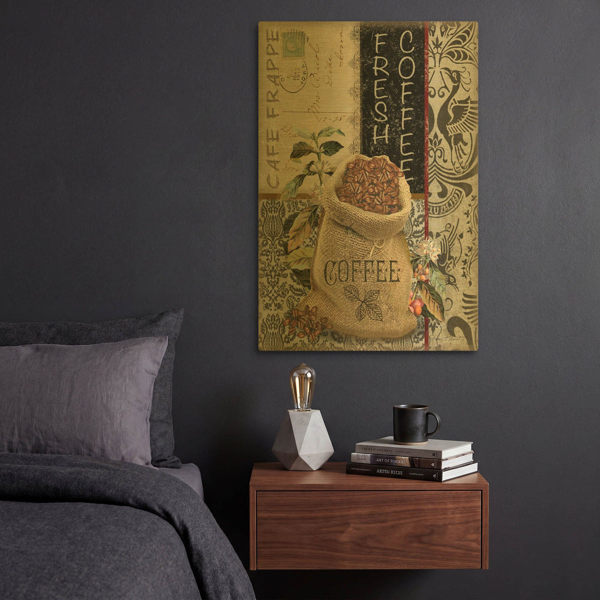 'Coffee Art D' By Jean Plout Gold Metal Wall Art