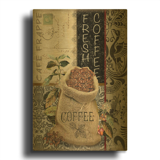 'Coffee Art D' By Jean Plout Gold Metal Wall Art