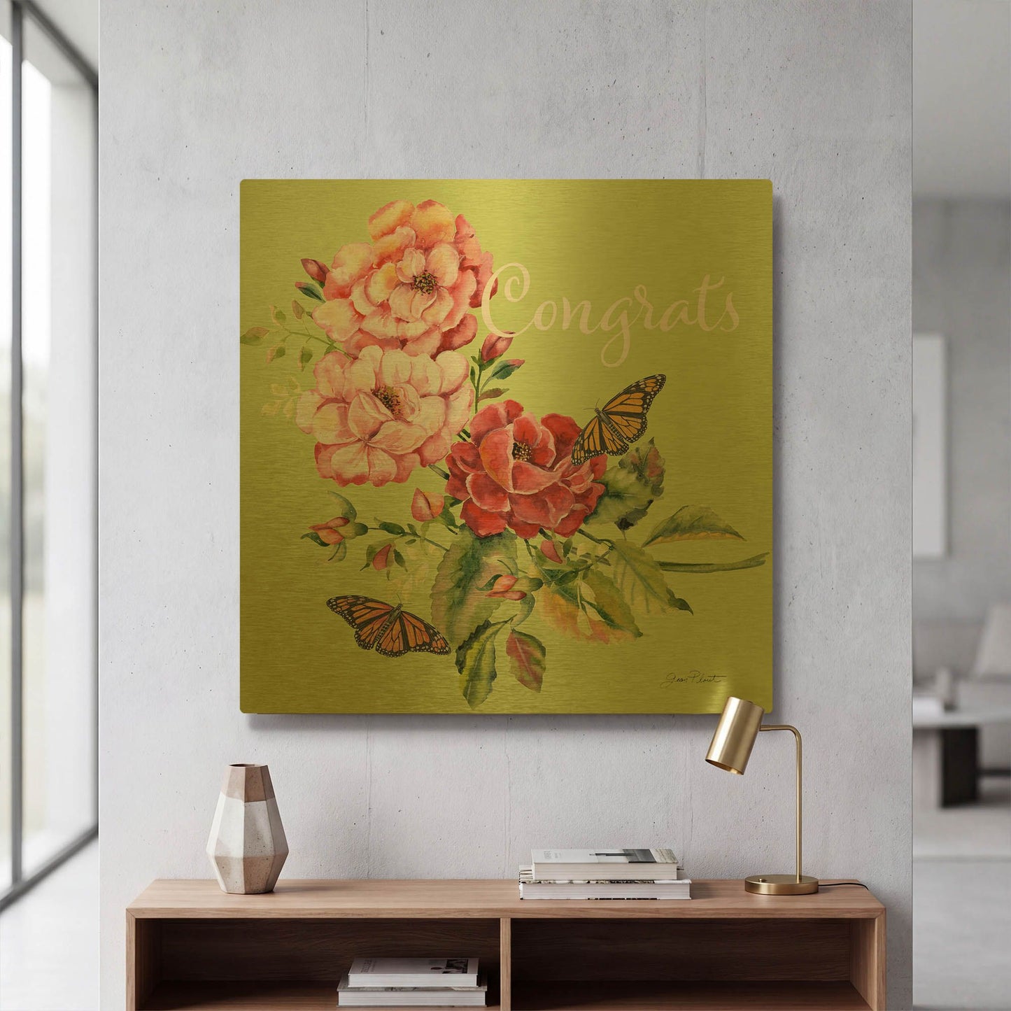 'Congrats' By Jean Plout Gold Metal Wall Art