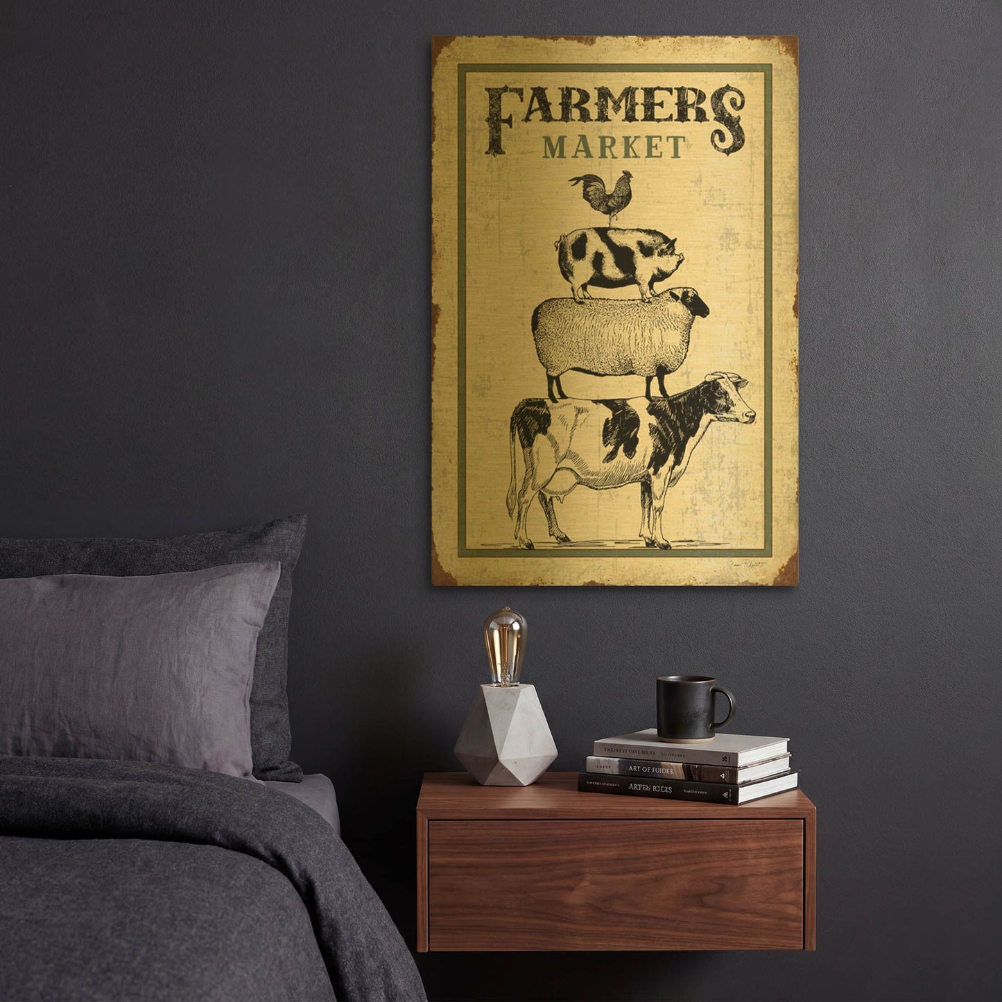 'Country Farmers Market' By Jean Plout Gold Metal Wall Art