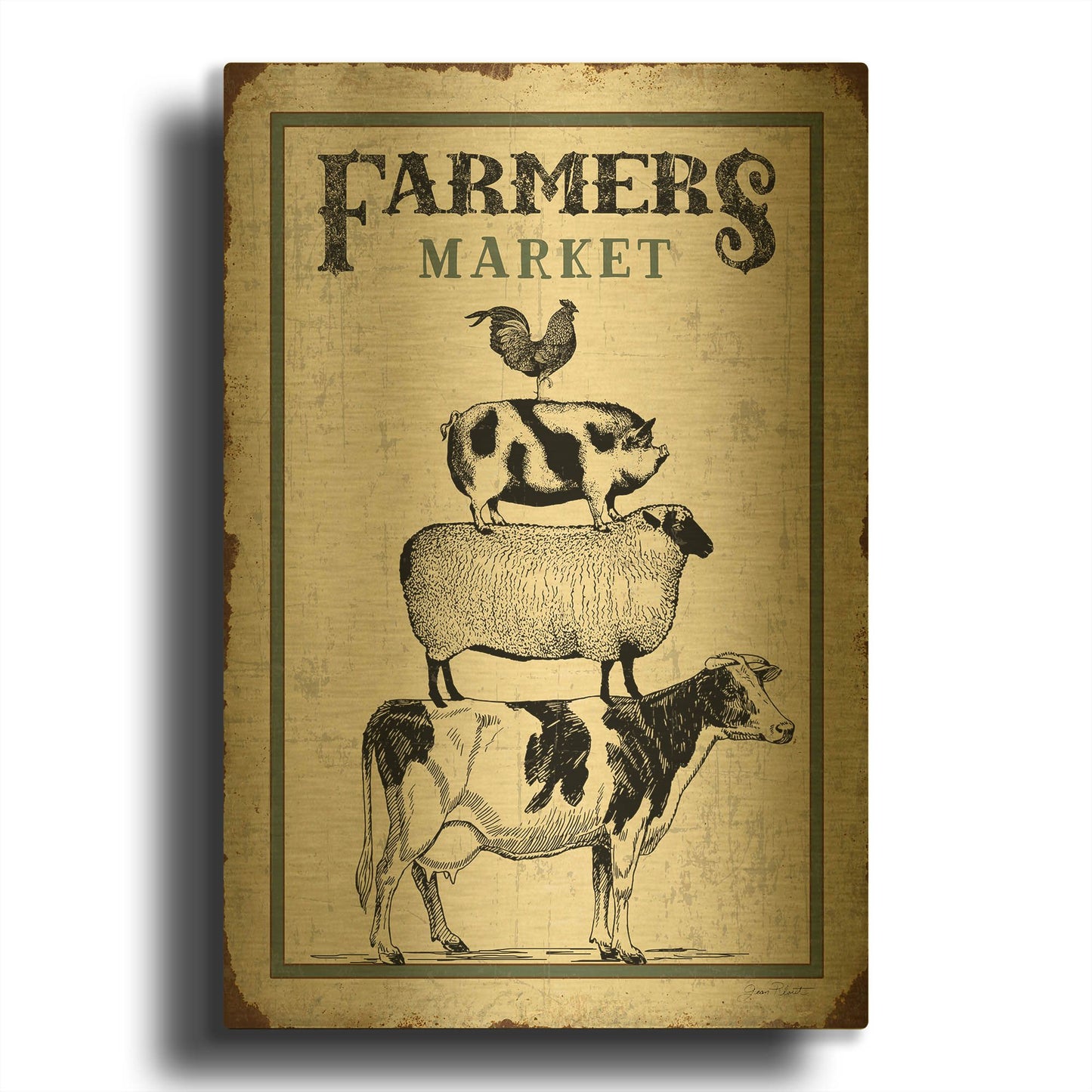 'Country Farmers Market' By Jean Plout Gold Metal Wall Art