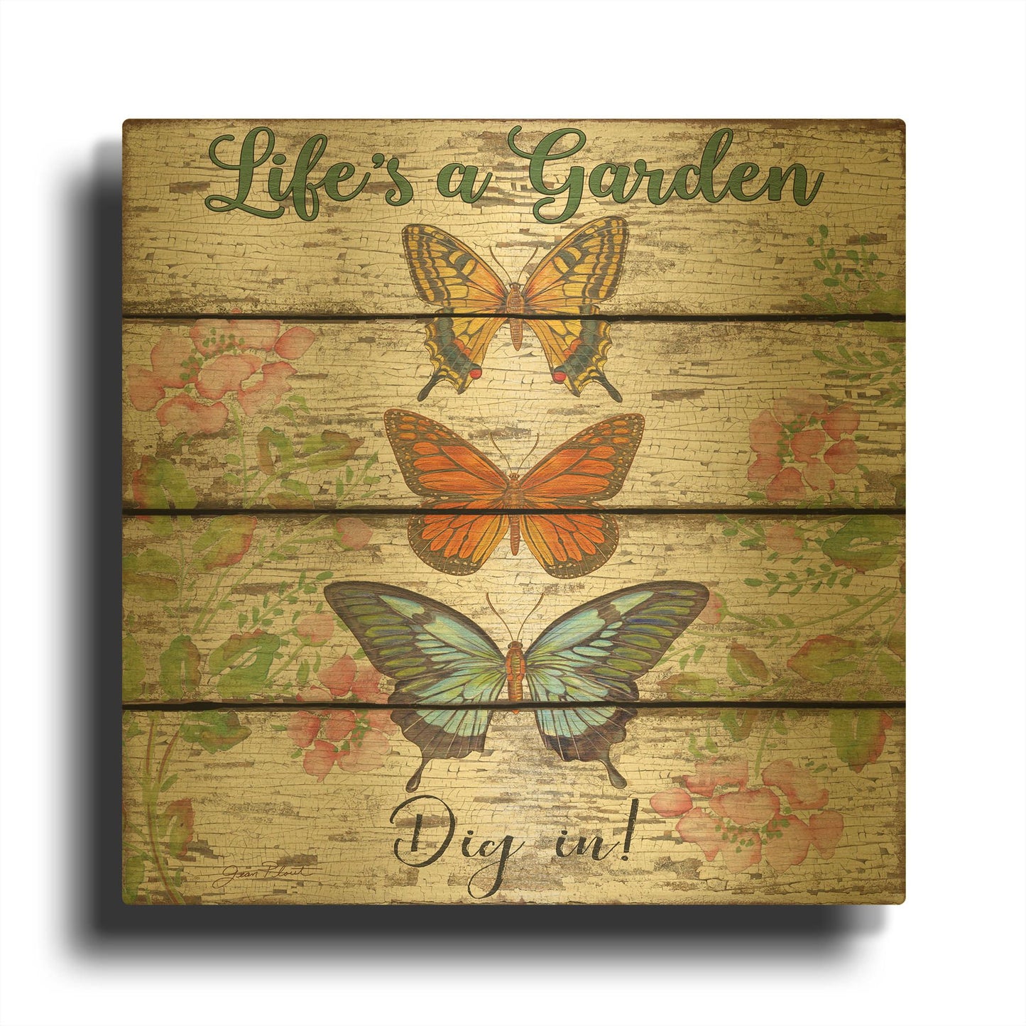 'Country Garden Sign C' By Jean Plout Gold Metal Wall Art