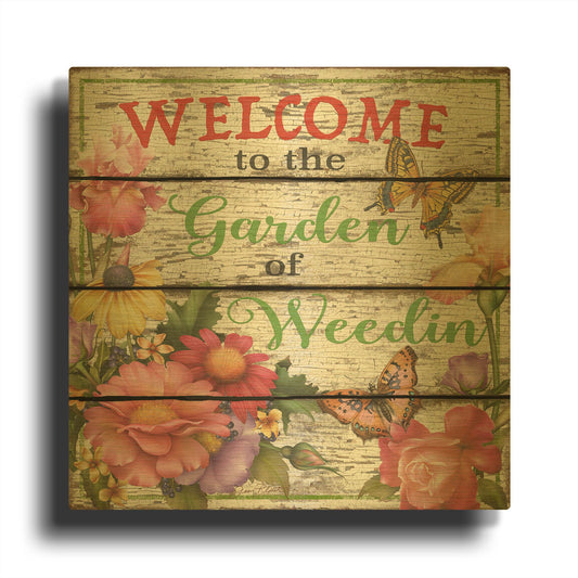 'Country Garden Sign E' By Jean Plout Gold Metal Wall Art