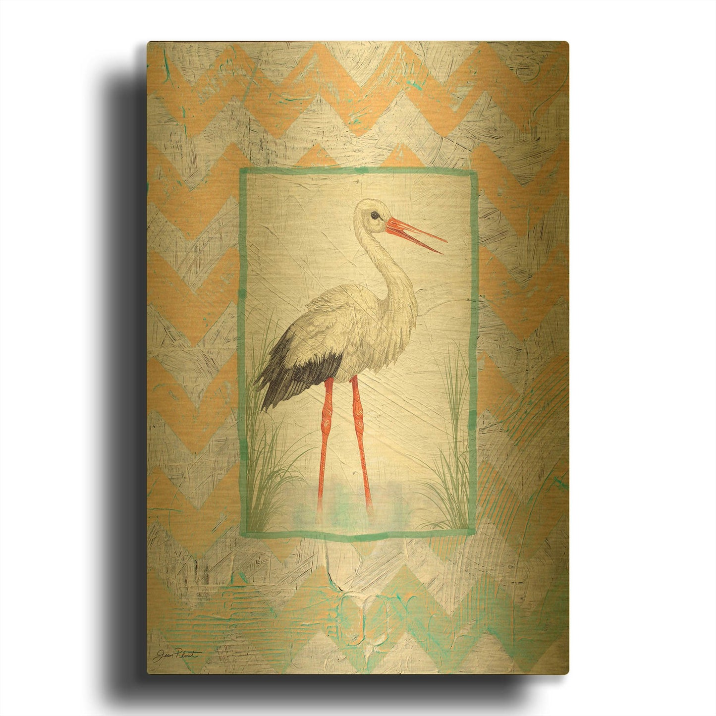 'Crane' By Jean Plout Gold Metal Wall Art