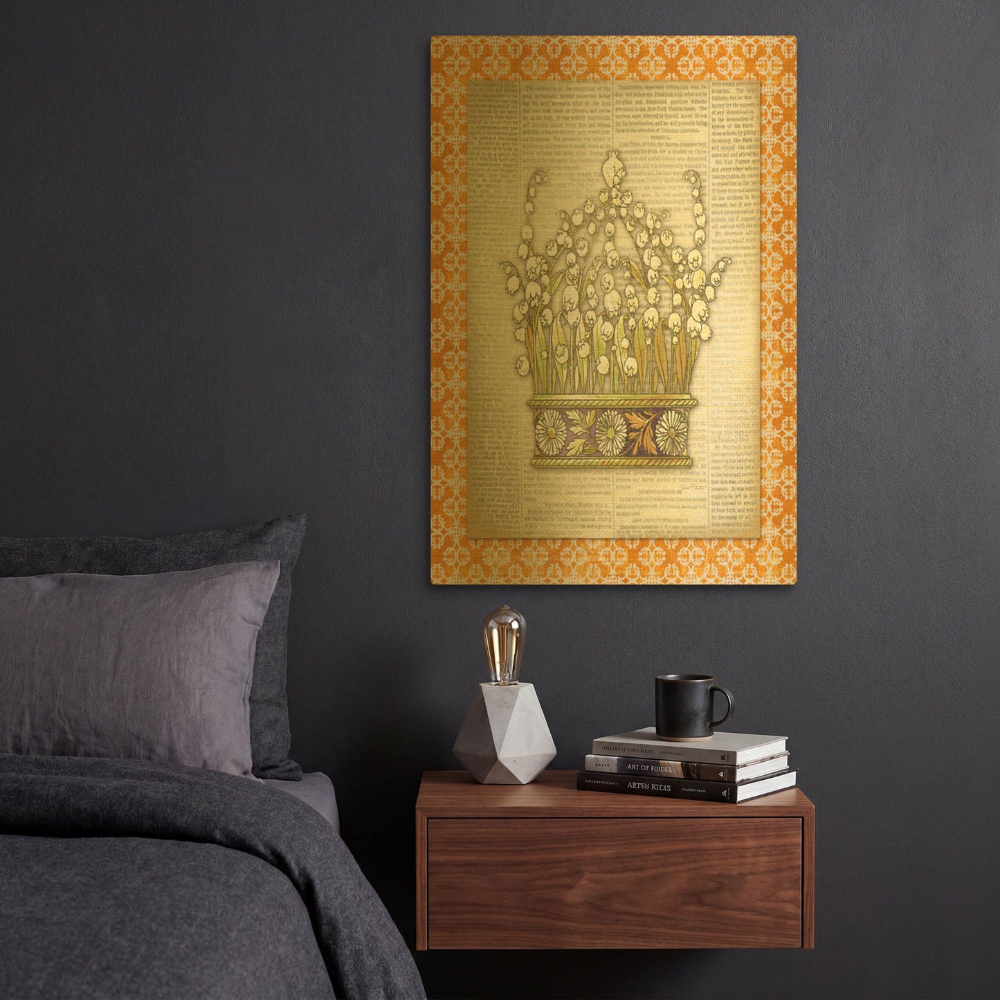 'Crowning Glory A' By Jean Plout Gold Metal Wall Art