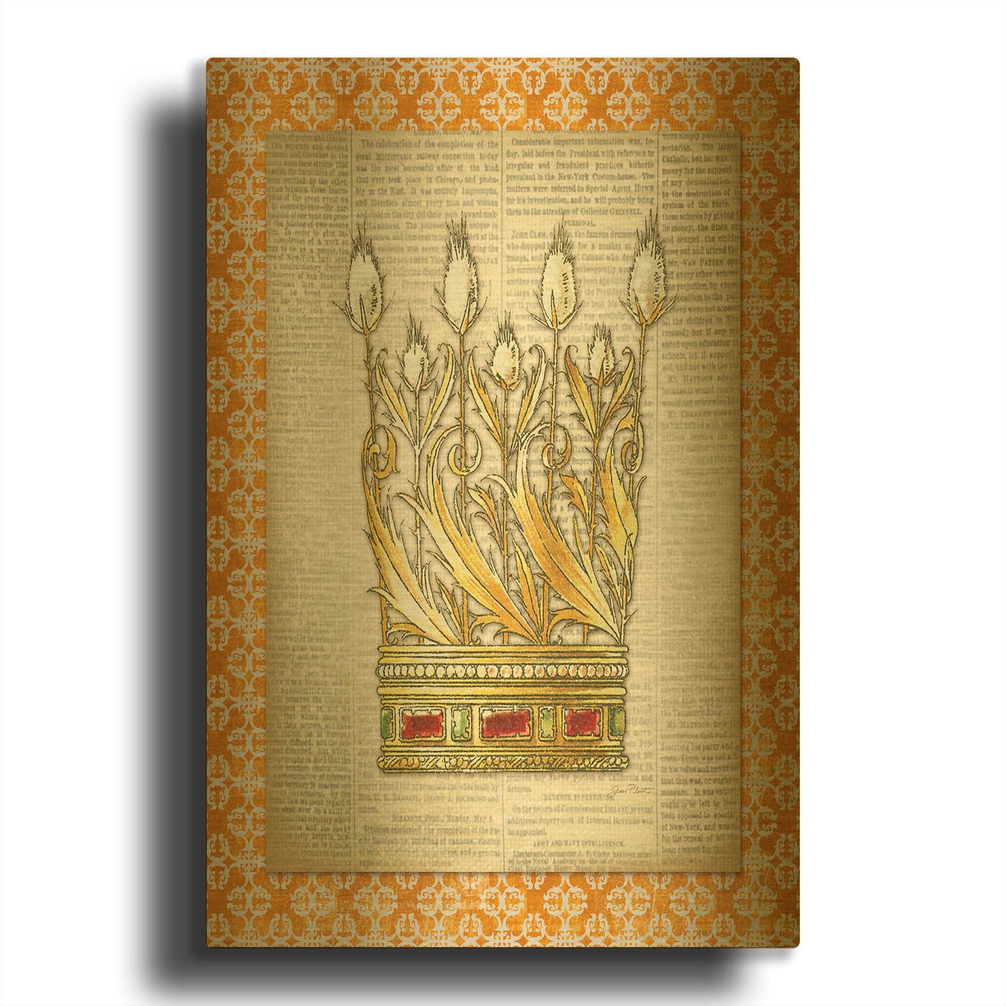 'Crowning Glory B' By Jean Plout Gold Metal Wall Art