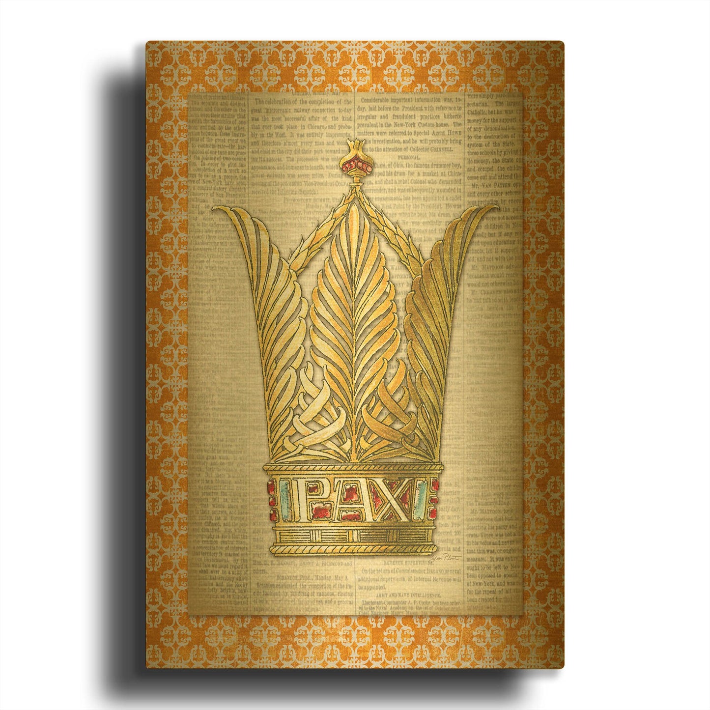 'Crowning Glory C' By Jean Plout Gold Metal Wall Art