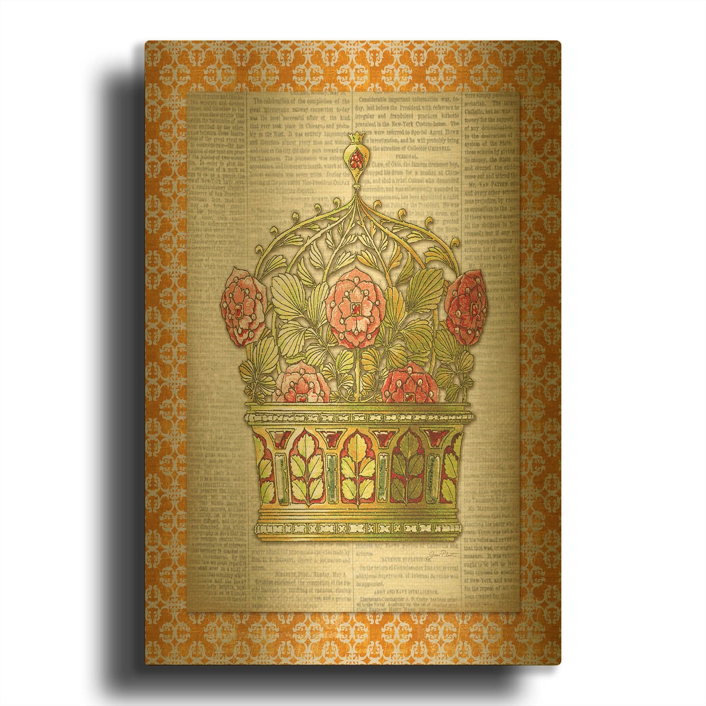 'Crowning Glory D' By Jean Plout Gold Metal Wall Art