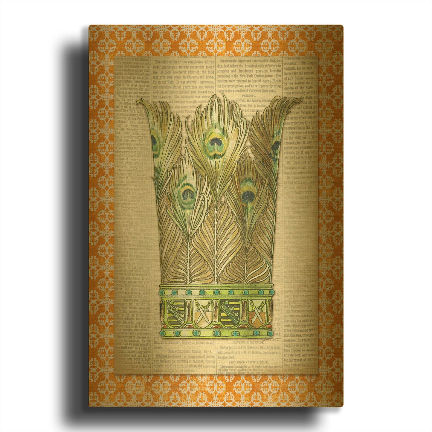 'Crowning Glory E' By Jean Plout Gold Metal Wall Art
