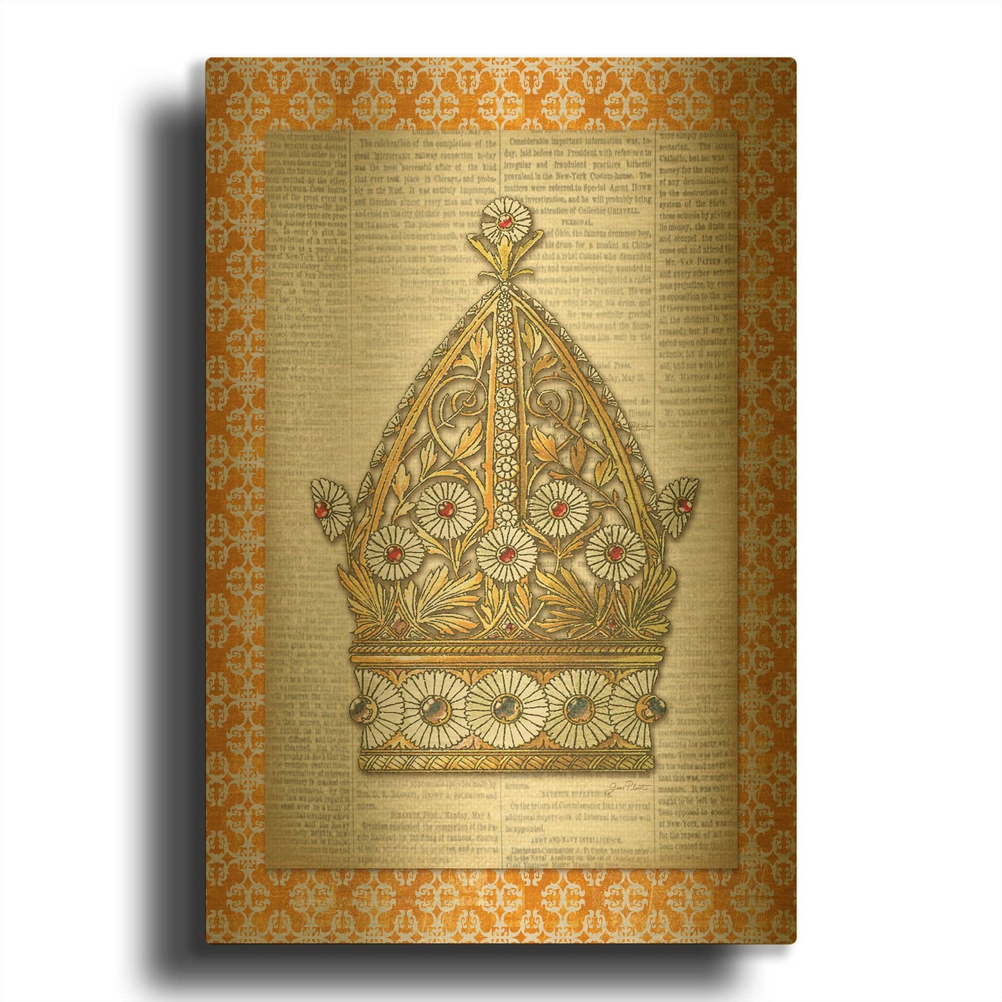 'Crowning Glory G' By Jean Plout Gold Metal Wall Art