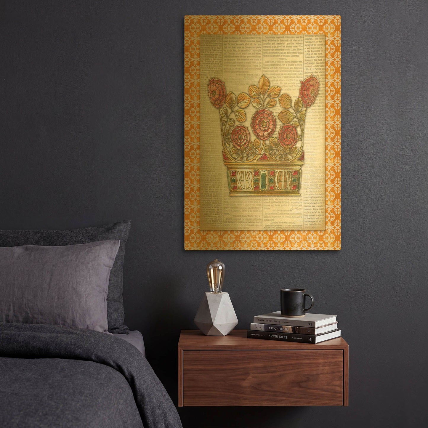 'Crowning Glory H' By Jean Plout Gold Metal Wall Art