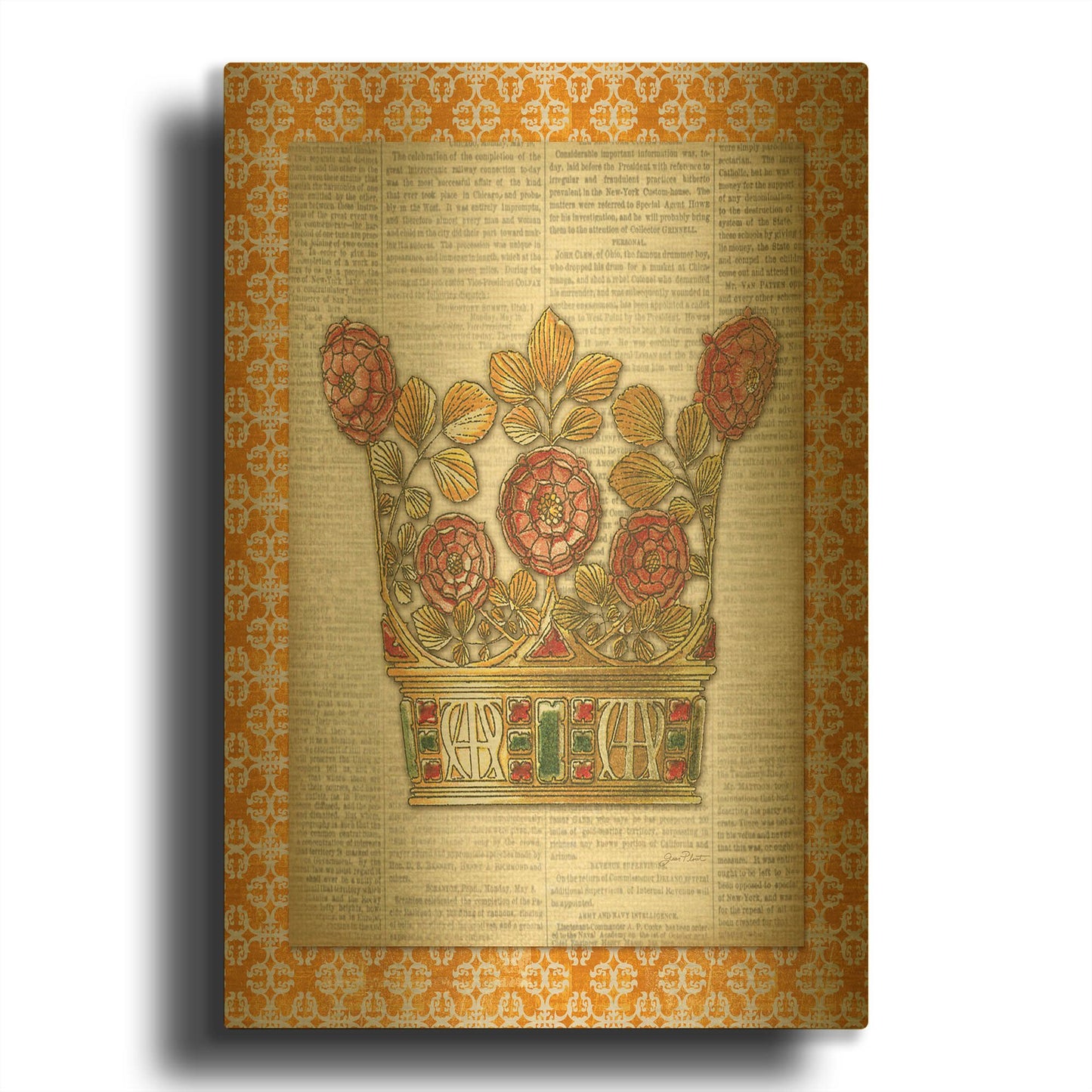 'Crowning Glory H' By Jean Plout Gold Metal Wall Art
