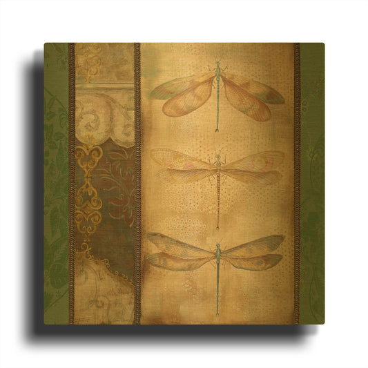 'Dragonfly Vintage' By Jean Plout Gold Metal Wall Art