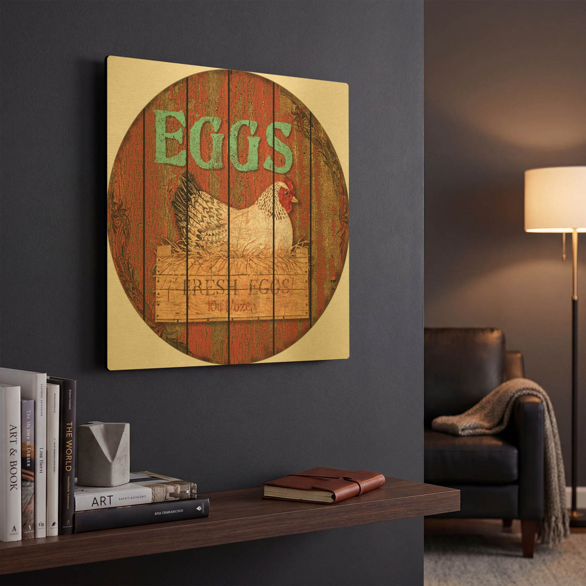 'Eggs' By Jean Plout Gold Metal Wall Art