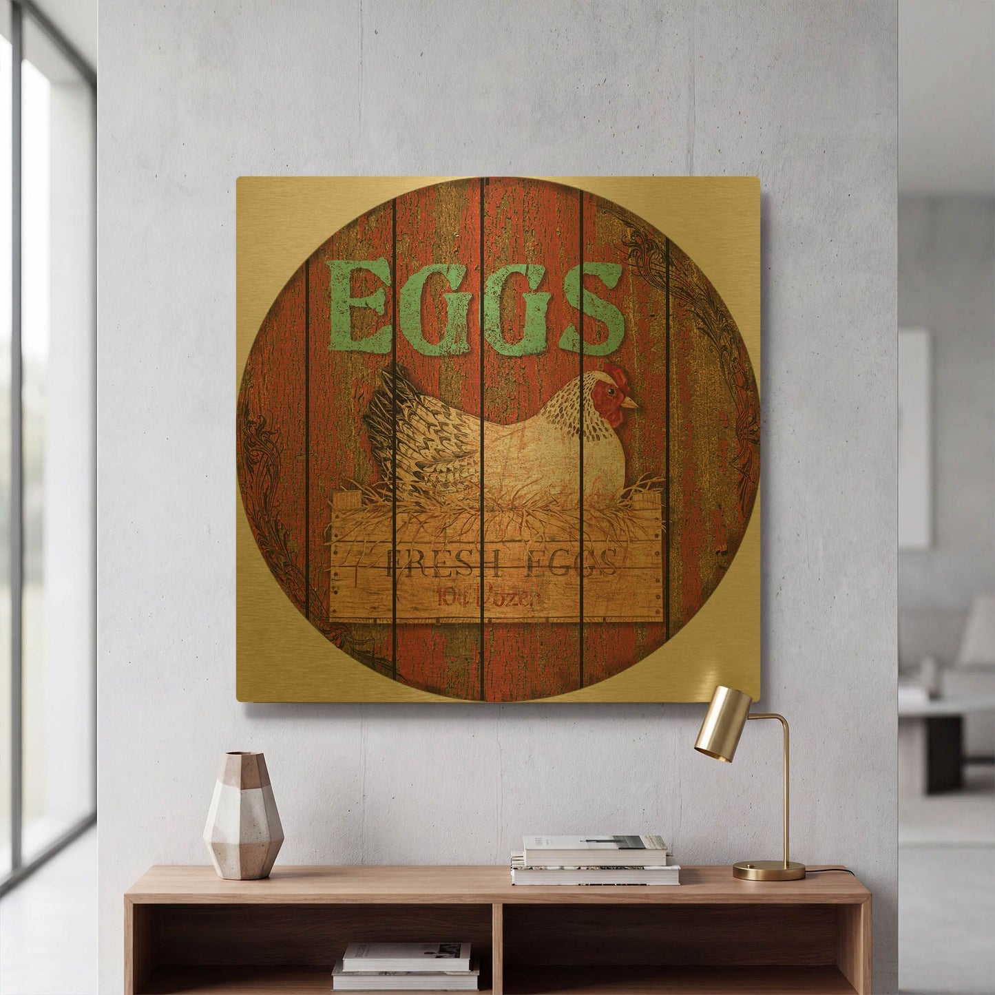 'Eggs' By Jean Plout Gold Metal Wall Art