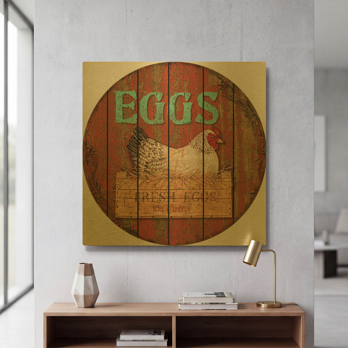'Eggs' By Jean Plout Gold Metal Wall Art