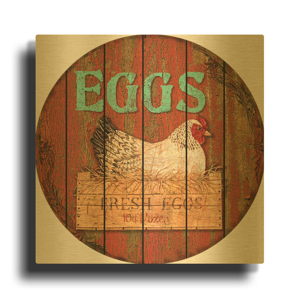 'Eggs' By Jean Plout Gold Metal Wall Art