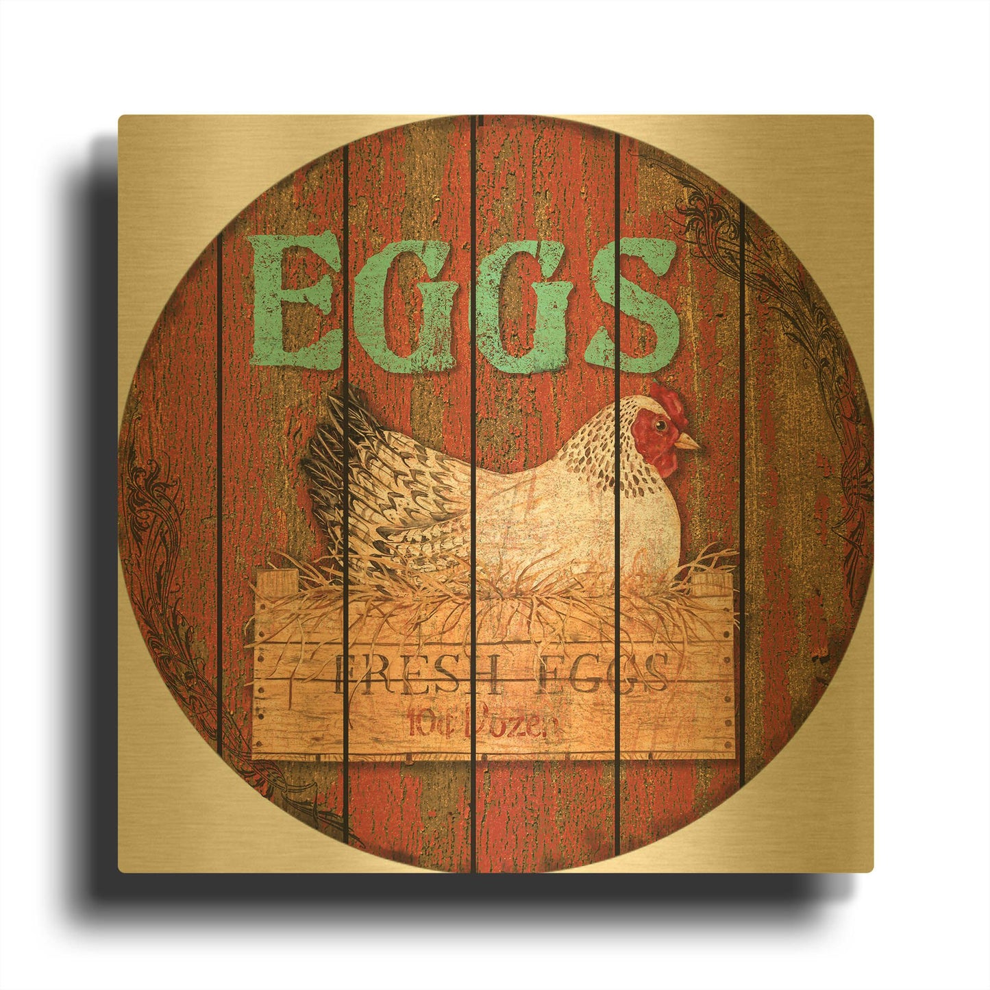 'Eggs' By Jean Plout Gold Metal Wall Art