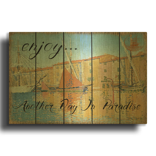 'Enjoy Coastal Art' By Jean Plout Gold Metal Wall Art