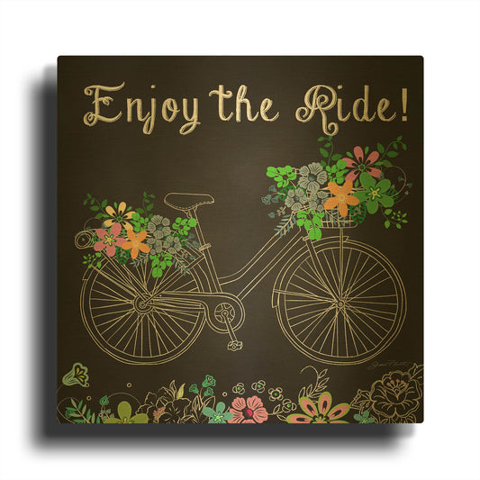 'Enjoy the Ride' By Jean Plout Gold Metal Wall Art
