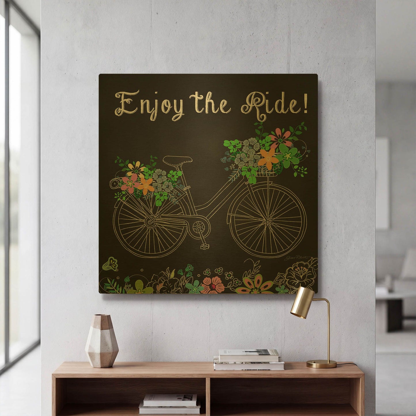'Enjoy the Ride' By Jean Plout Gold Metal Wall Art