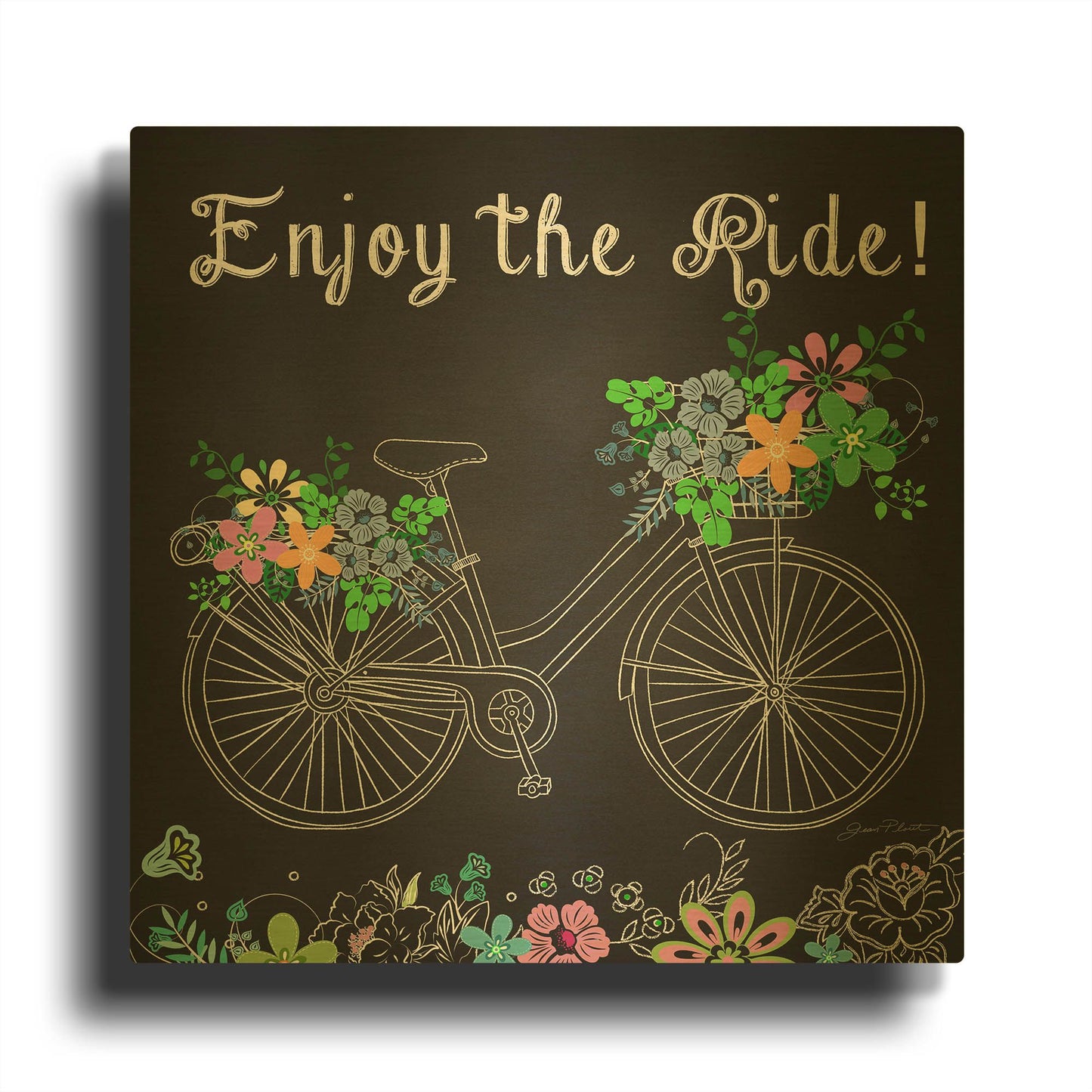 'Enjoy the Ride' By Jean Plout Gold Metal Wall Art