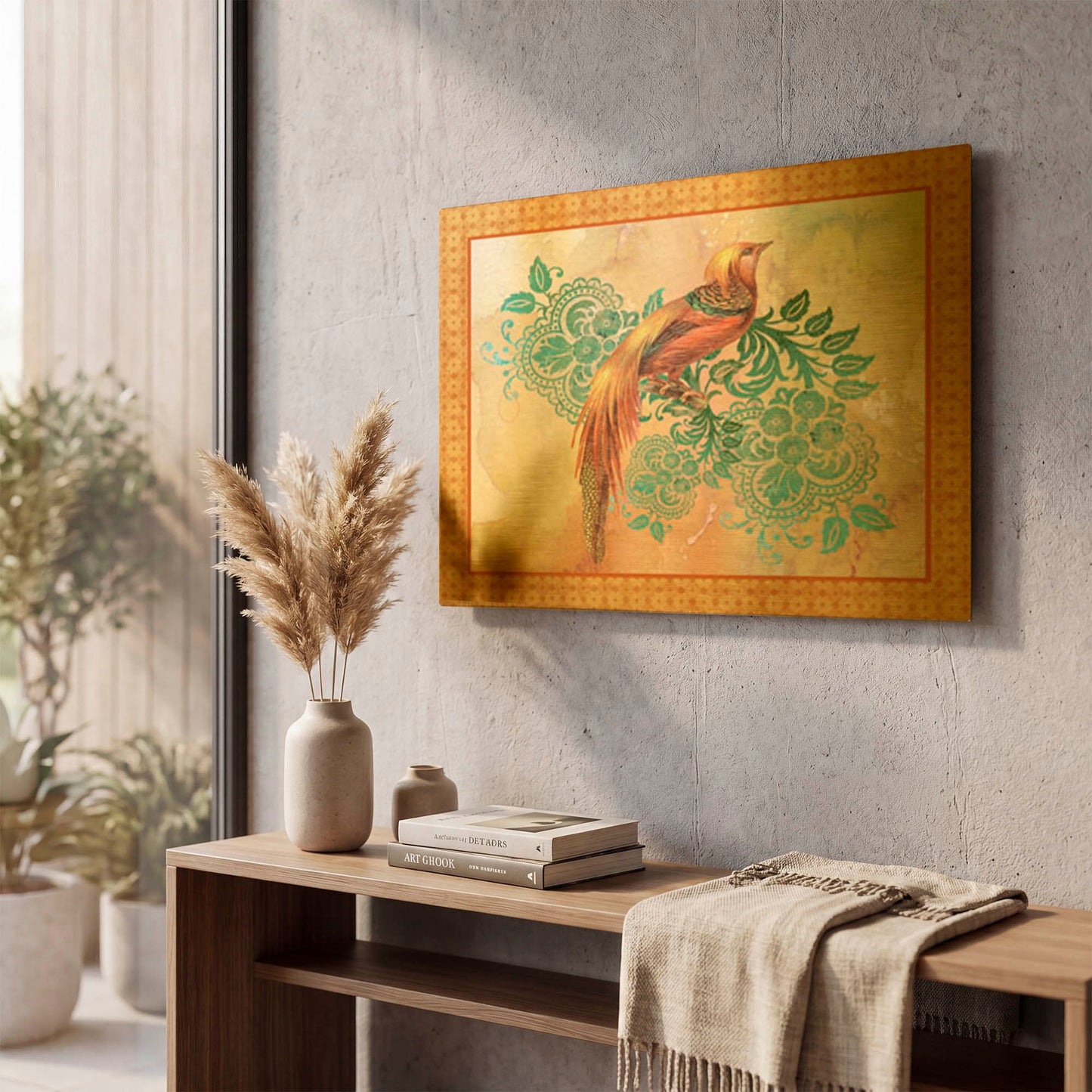 'Exotic Birds B' By Jean Plout Gold Metal Wall Art