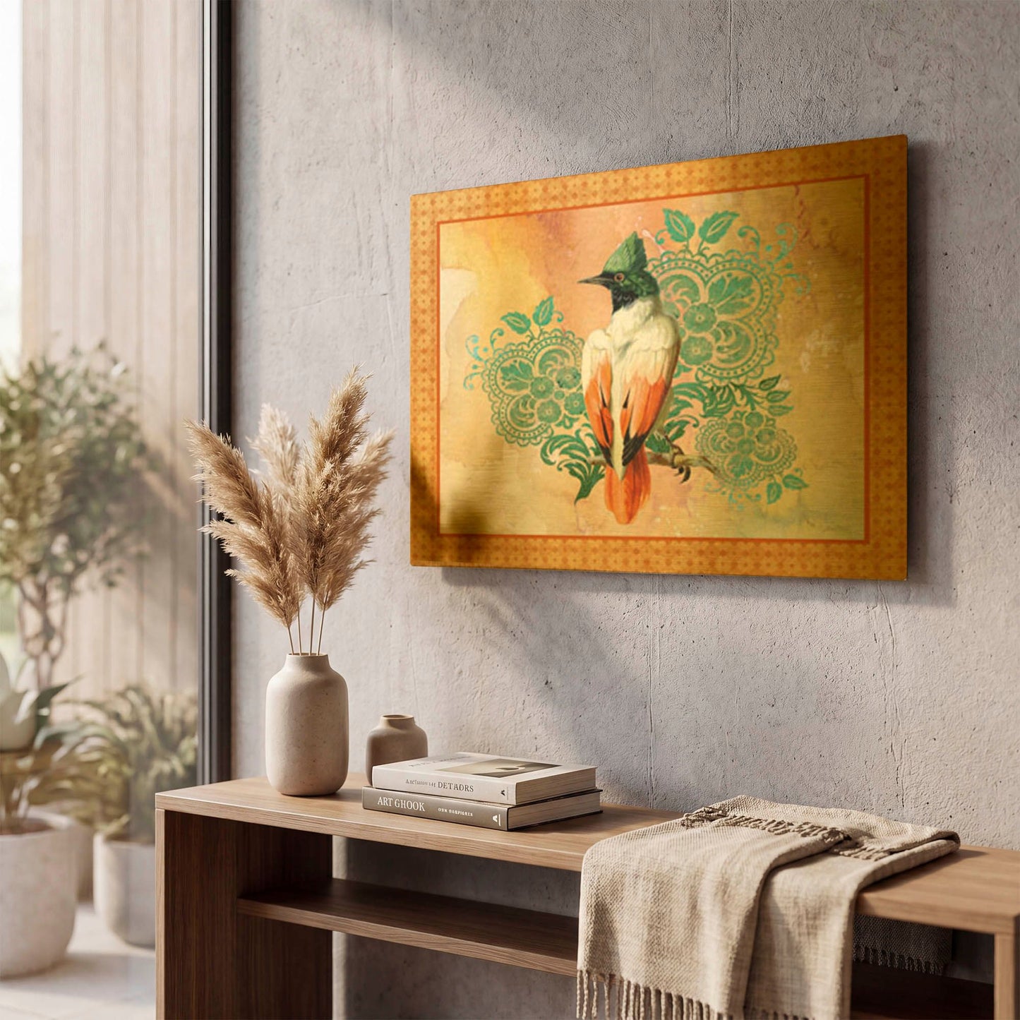'Exotic Birds C' By Jean Plout Gold Metal Wall Art