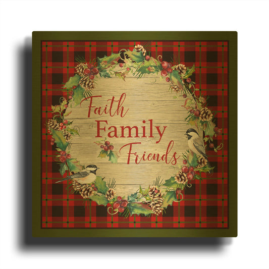 'Faith Family Friends' By Jean Plout Gold Metal Wall Art