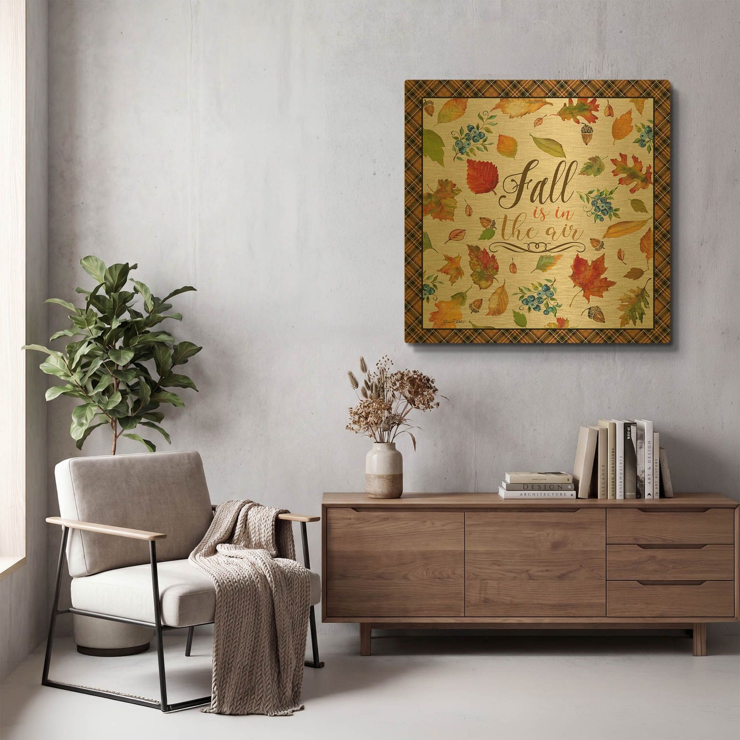 'Fall Is In The Air' By Jean Plout Gold Metal Wall Art