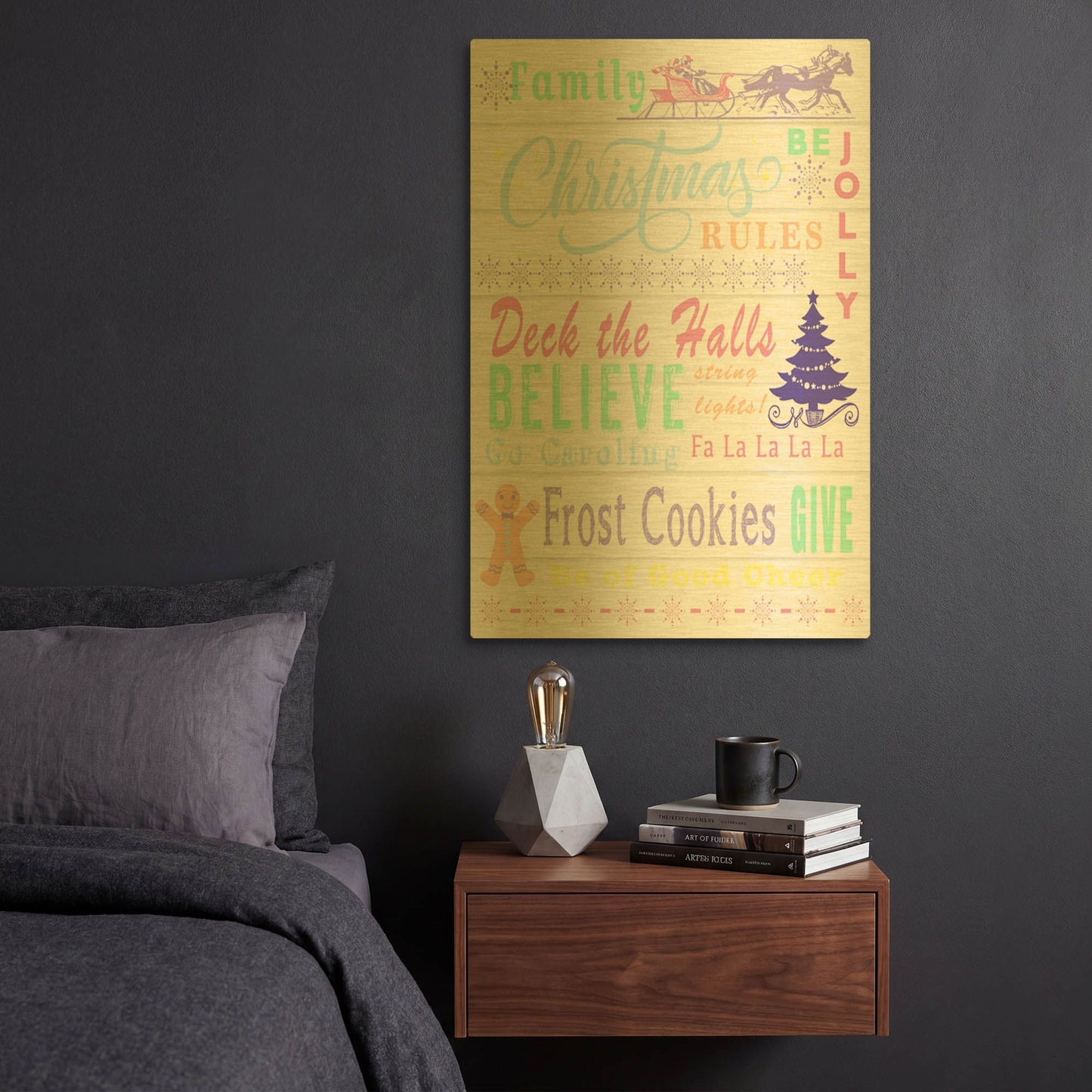 'Family Christmas Type' By Jean Plout Gold Metal Wall Art