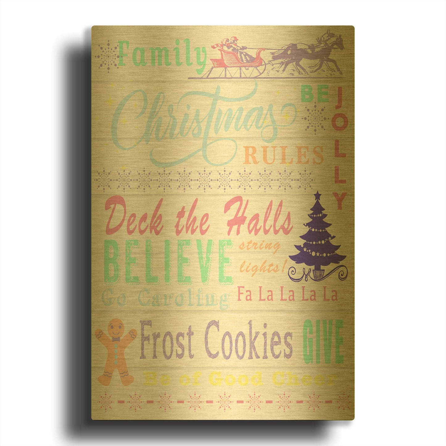 'Family Christmas Type' By Jean Plout Gold Metal Wall Art