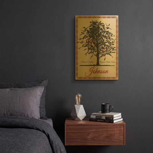 'Family Tree Personalized' By Jean Plout Gold Metal Wall Art