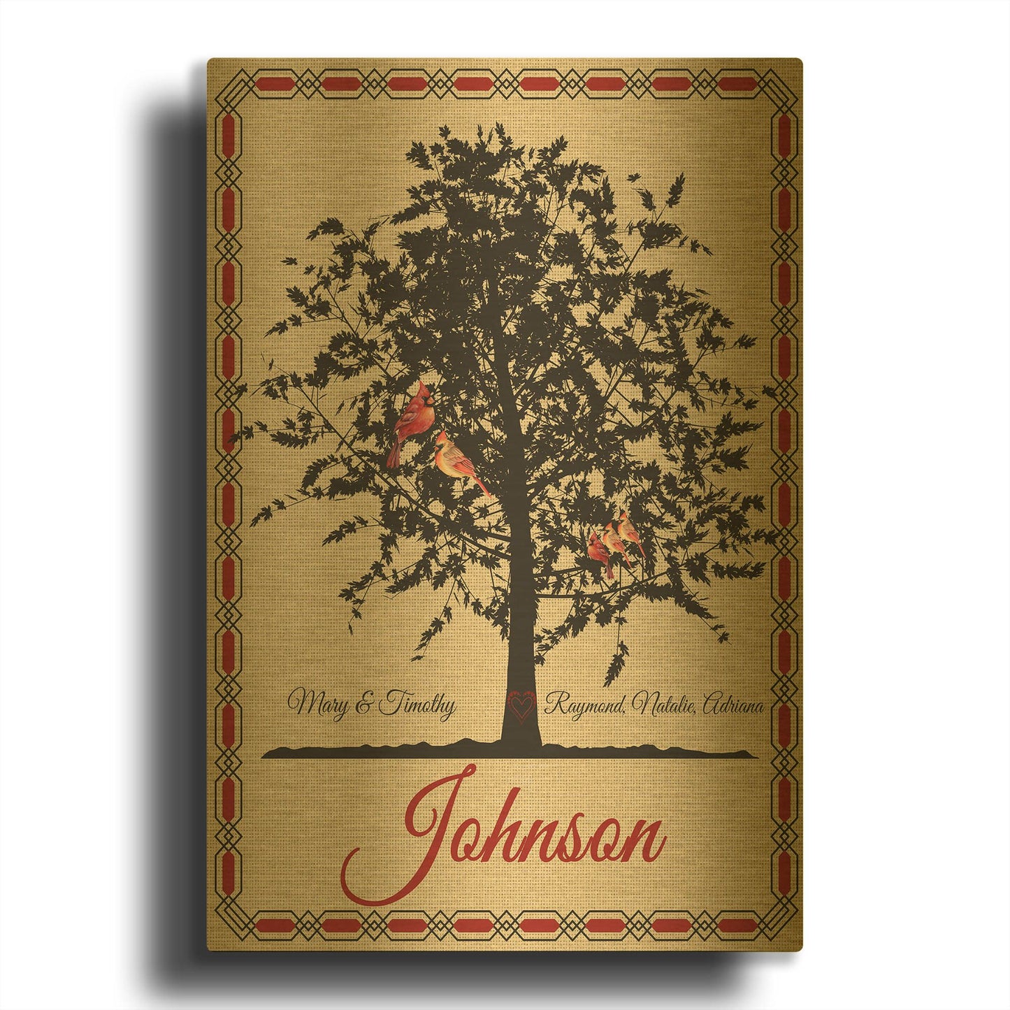 'Family Tree Personalized' By Jean Plout Gold Metal Wall Art